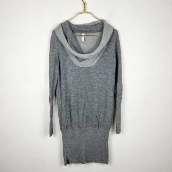 knee length dresses for ladies Let's See Heather Grey Cowl Neck Sweater Dress – Shop the Mint main image 0